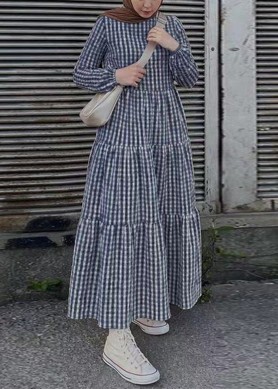 Cotton Dresses Simple Plaid Spring Maxi Green FashionChic