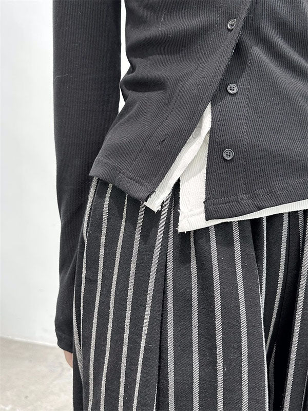 Split-Joint Cool Pattern High-Waisted Striped Pants Harem FashionChic