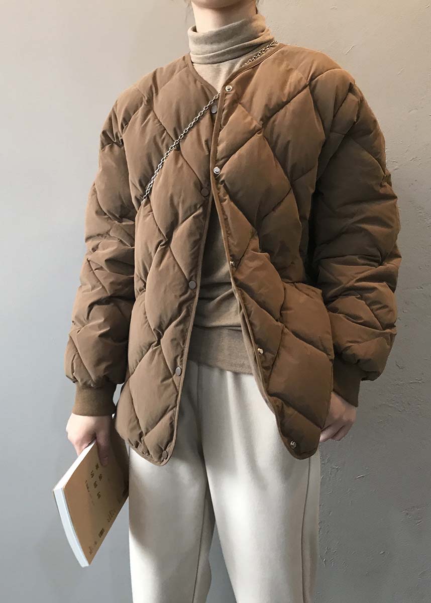 Stylish Khaki Pockets Fine Cotton Filled Parka Jacket Winter AF1075 HS-DJK240914