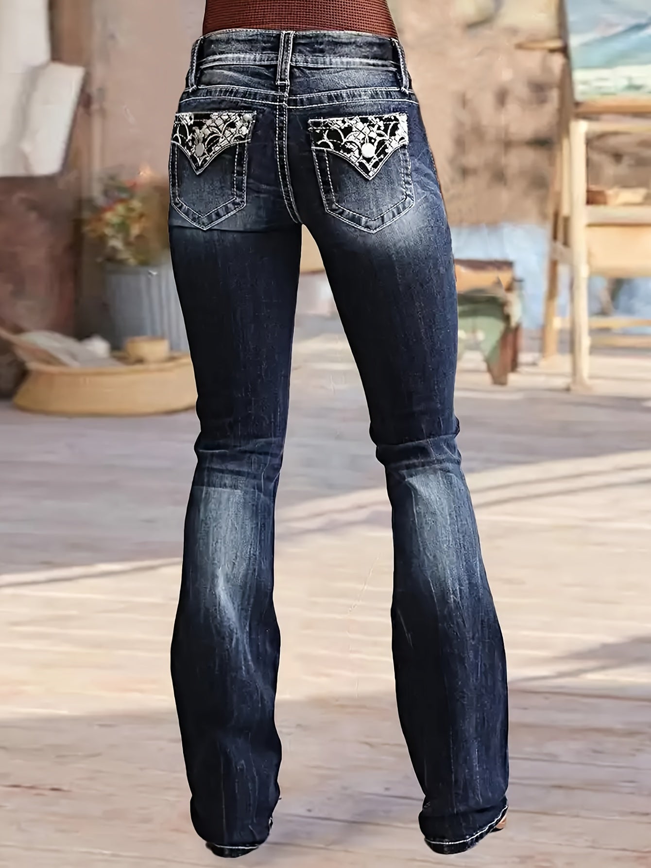 Chic Skinny-Fit Flare Leg Jeans - High-Stretch & Easy Care, Low-Waist, Versatile Denim for Women's Weekend Casual Furdela