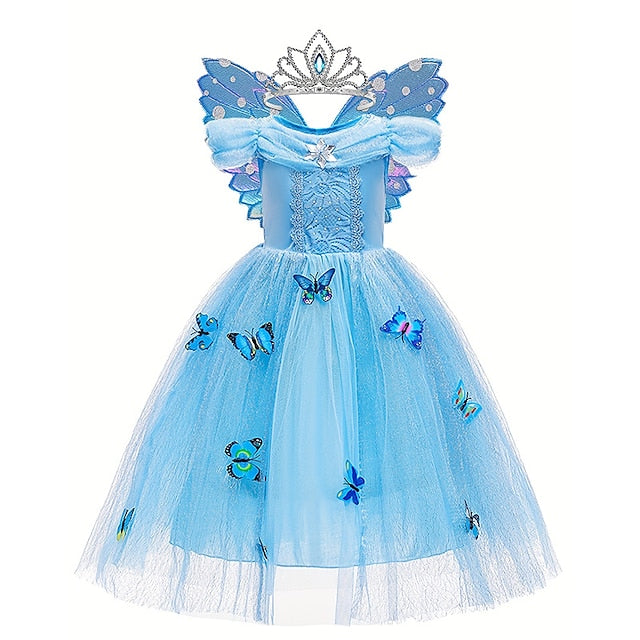 Dress Elsa Tulle Party Flower Princess Frozen Costume Girl Theme FashionChic