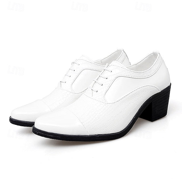 Men's Oxford Leather Pattern Faux Black Patent Crocodile FashionChic