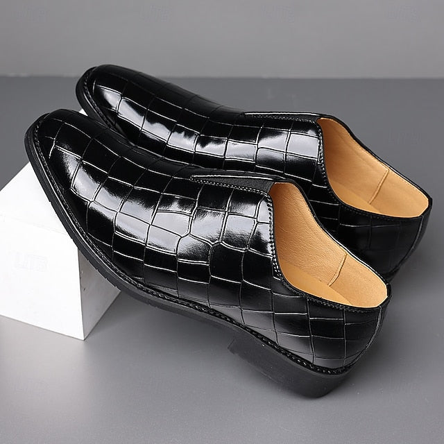 Shoes Pattern Men's Burgundy – Dress Crocodile Slip-On FashionChic