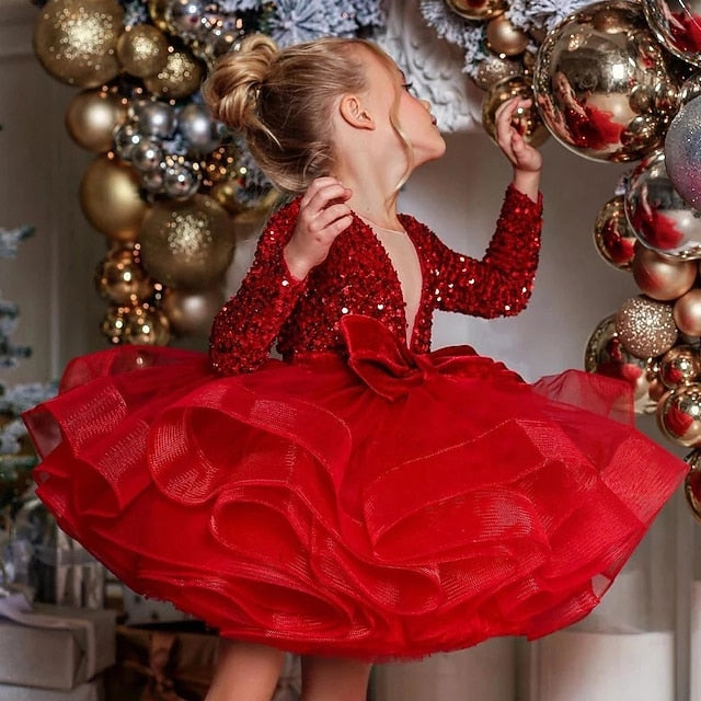 Sleeve Sequin Fall Summer Girls' Spring 3D Dress Long FashionChic