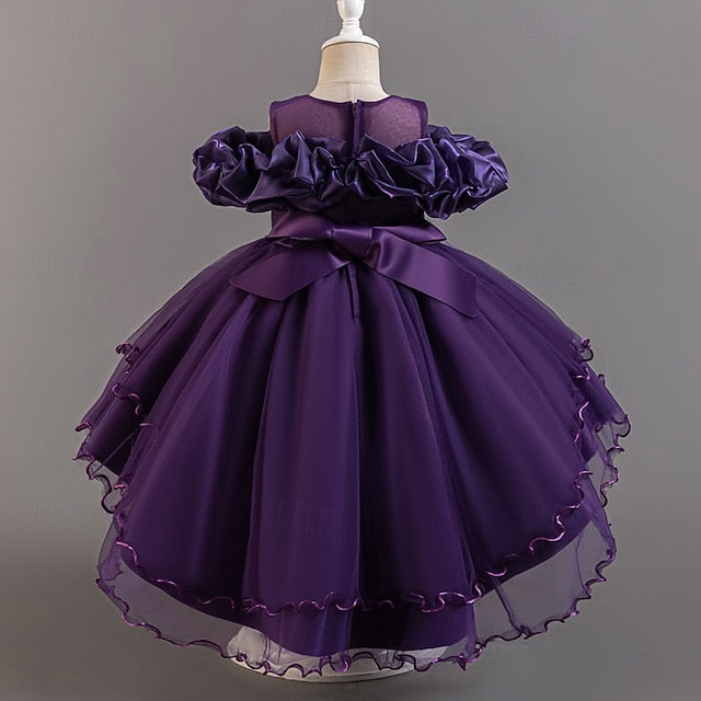 Dress Floral Sleeve Wedding Girls' Short Kids Party Flower FashionChic