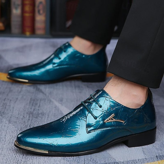 Dress – Purple Shoes Men's Lace-Up Bold Patent Shiny FashionChic