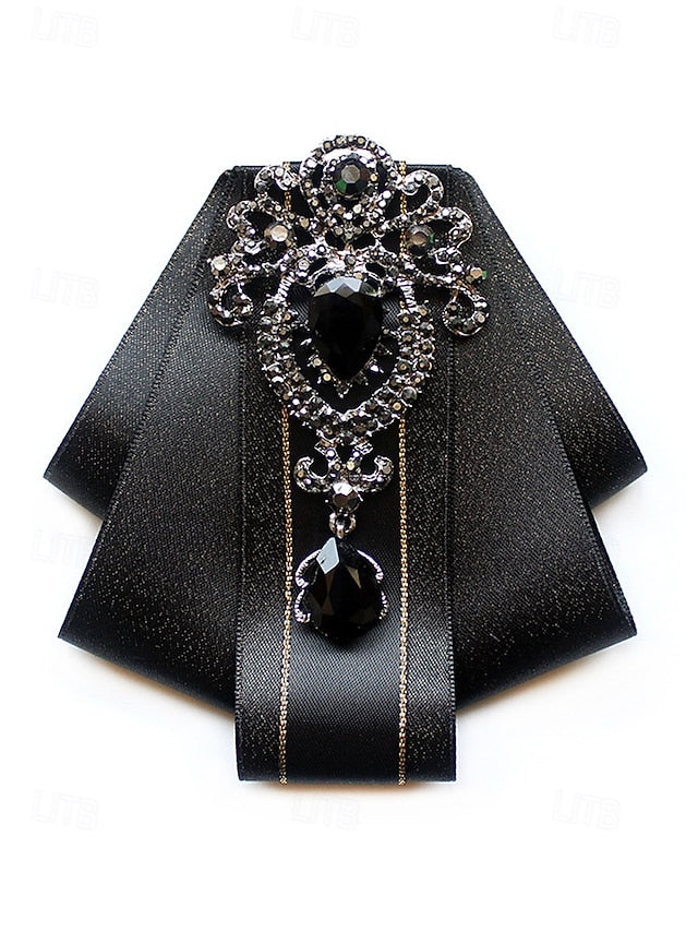 Elegant Men's Christmas Satin Bow Tie - Diamond-Accent FashionChic