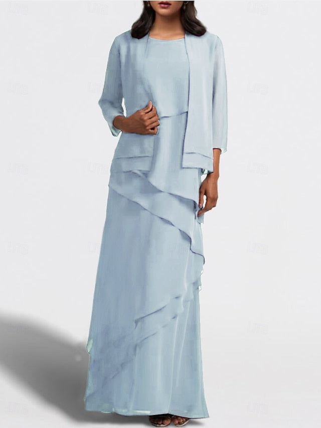 Piece Dress Bride Wedding the of Guest Elegant Two A-Line Mother FashionChic