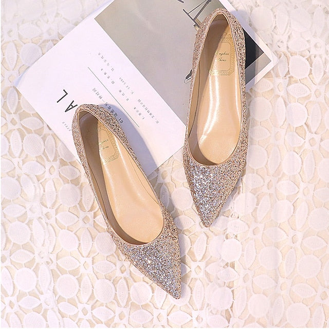 Pink Pointed Comfortable Flat Toe – Glitter Women's Shoes FashionChic