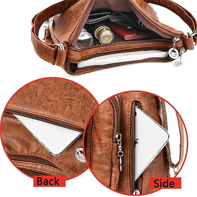 Bag - Leather Women's Faux Hobo Vintage-Style Brown FashionChic