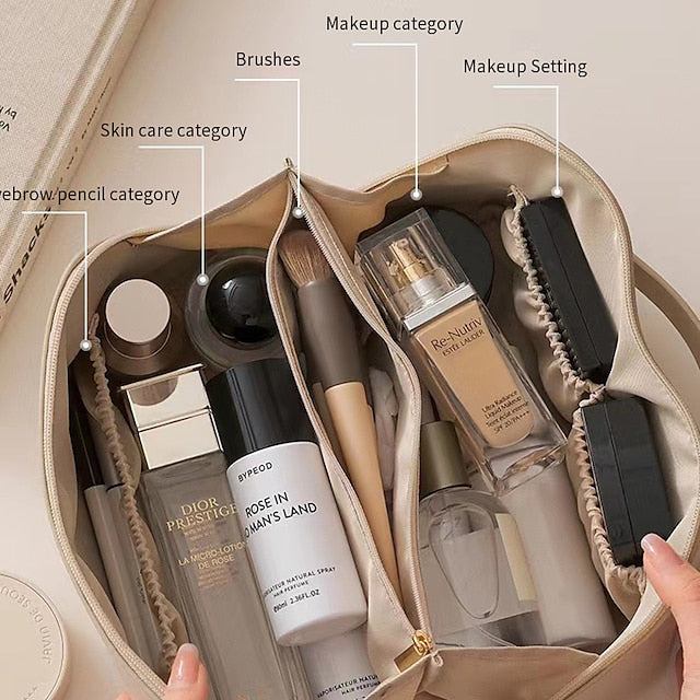 Women's Cosmetic Makeup Handbag Leather PU Bag Travel FashionChic