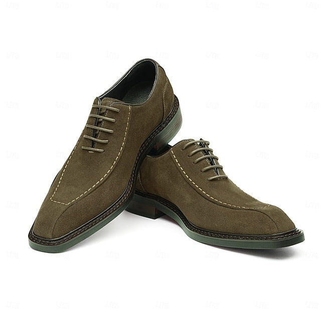 Derby Leather Genuine - Men's Suede Cowhide Classic Shoes FashionChic
