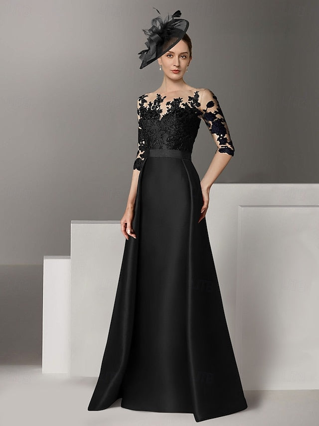 Evening Wedding Sweep / Elegant Gown Brush A-Line Dress Guest FashionChic
