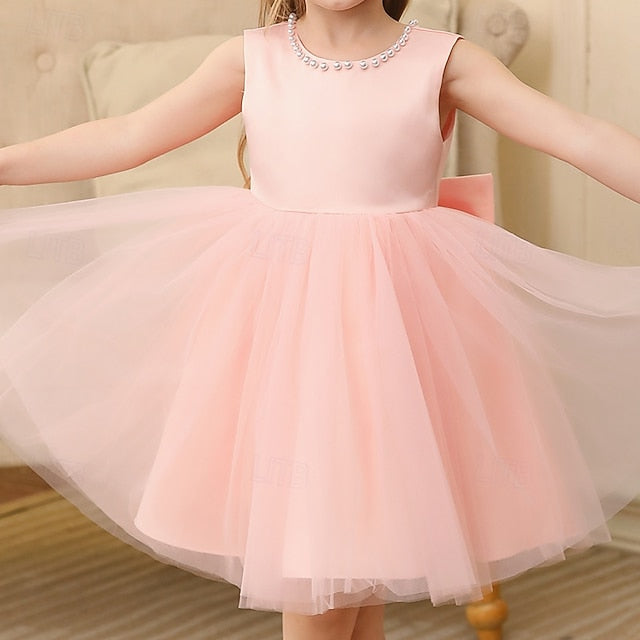 Solid Color Dress Wedding Girls' Kids Party Sleeveless FashionChic