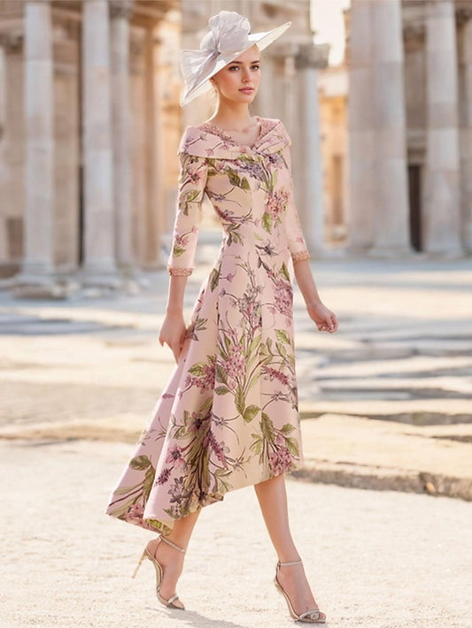 Dress Mother Wedding Elegant Bride Guest A-Line Vintage of V the