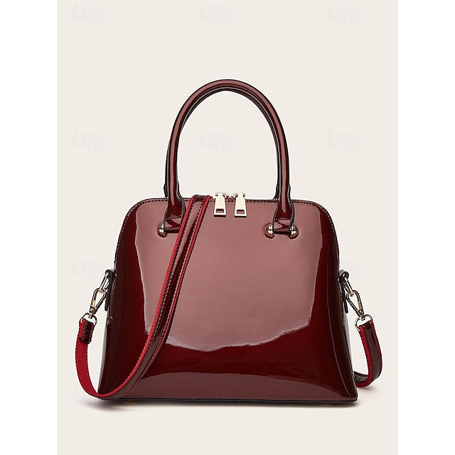 - Patent Green Women's Elegant Bag Shiny Leather Tote FashionChic