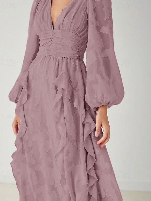 of Elegant A-Line Bride Mother the V Simple Dress Minimalist FashionChic