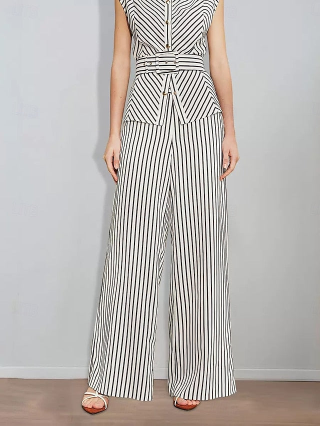Print Pantsuit Piece Bride Mother the of Striped Two FashionChic