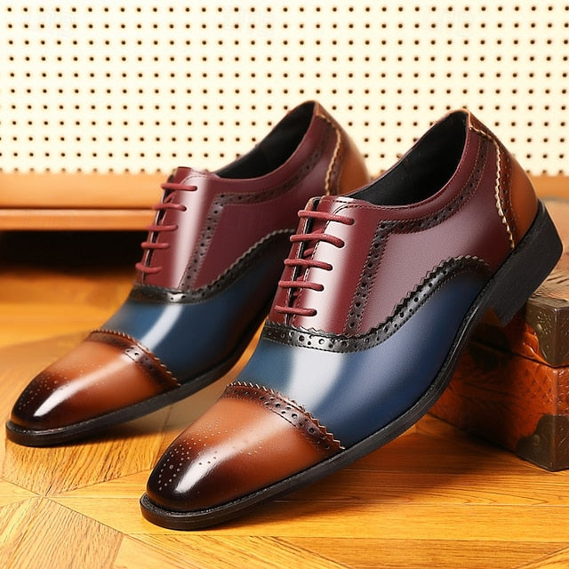 Brogue Black Shoes Brown Men's Faux and – Two-Tone FashionChic