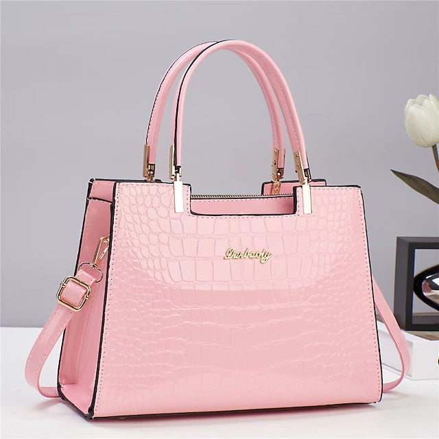 Black Crocodile Pattern Women's Elegant Handbag Leather | FashionChic