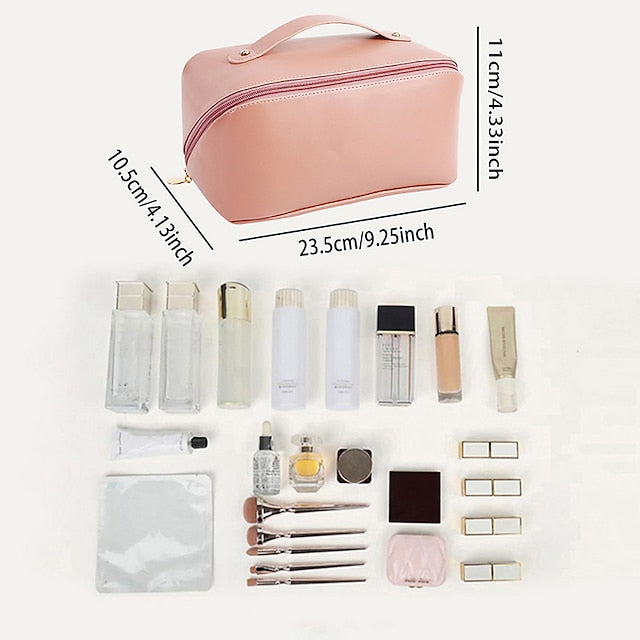 Women's Cosmetic Makeup Handbag Leather PU Bag Travel FashionChic