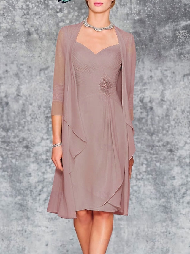 the of Wedding Two Dress Piece Bride Beach Mother Sheath FashionChic