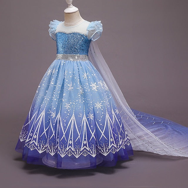 Dress Tulle Crown Princess Cape Set Cloak Hooded Elsa With FashionChic