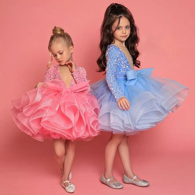 Sleeve Sequin Fall Summer Girls' Spring 3D Dress Long FashionChic