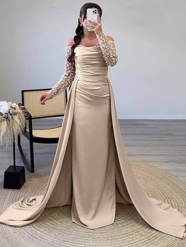 Elegant Long Gown Floor Sheath Length Evening Dress Formal FashionChic