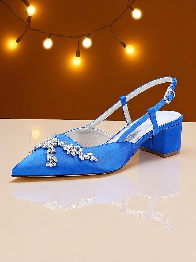 Black Satin Slingback Women's Heels FashionChic