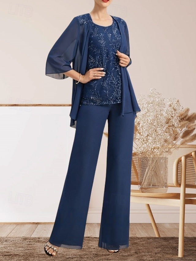 Elegant Mother Piece Pantsuit of Guest Wedding 3 Dress the Bride FashionChic