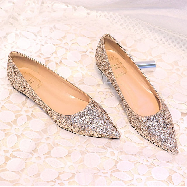 Pink Pointed Comfortable Flat Toe – Glitter Women's Shoes FashionChic