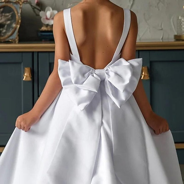 Girl Girls' Dress Solid Flower Kids Color Party FashionChic