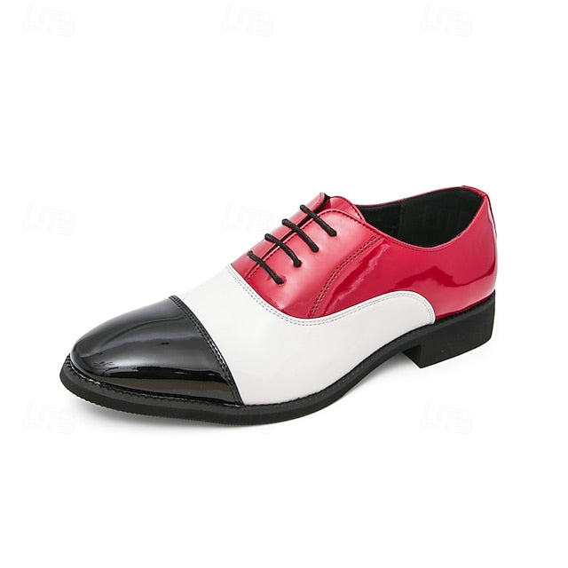 Red and Leather Shoes Patent Men's Oxford – White FashionChic