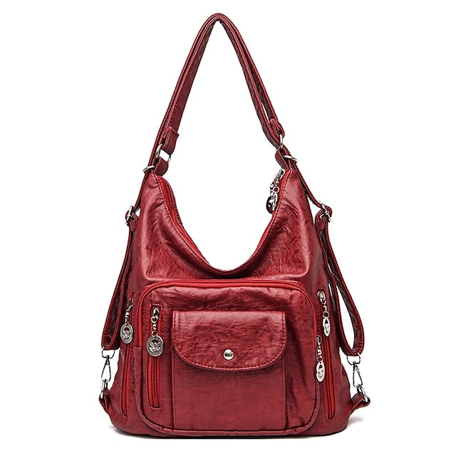 Bag - Leather Women's Faux Hobo Vintage-Style Brown FashionChic