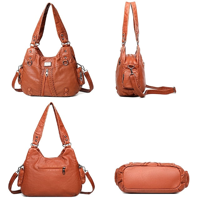 Boston Leather Handbag Shoulder Bag Women's Hobo PU FashionChic