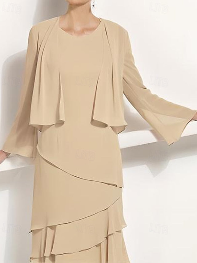 Two the A-Line Bride Piece Mother of Dress Elegant Jacket FashionChic
