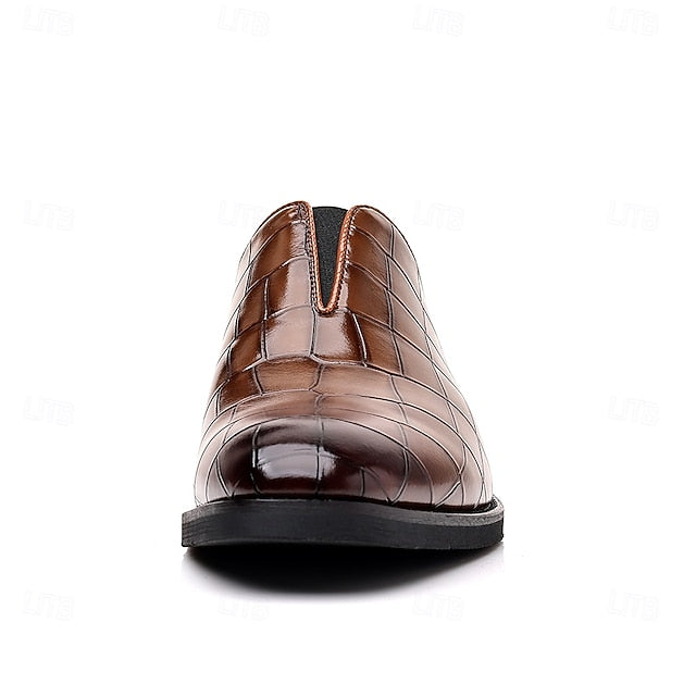 Shoes Pattern Men's Burgundy – Dress Crocodile Slip-On FashionChic
