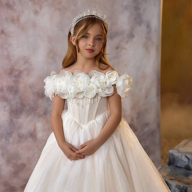 Formal Girl First Girls' Communion Dress Flower FashionChic