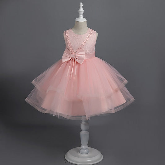Party Color Girls' Solid Toddler Dress Sleeveless FashionChic
