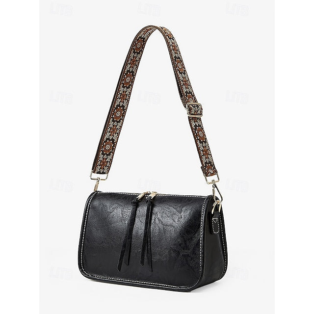 Bag Adjustable Leather Brown Faux Women's Shoulder with FashionChic