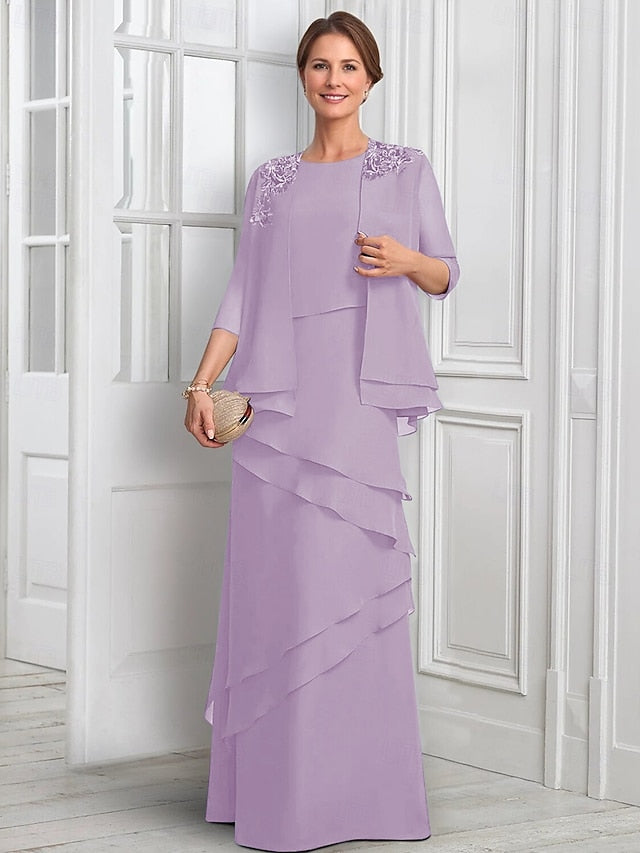 Mother Piece Formal Suit Elegant Bride A-Line Two Dress the of FashionChic