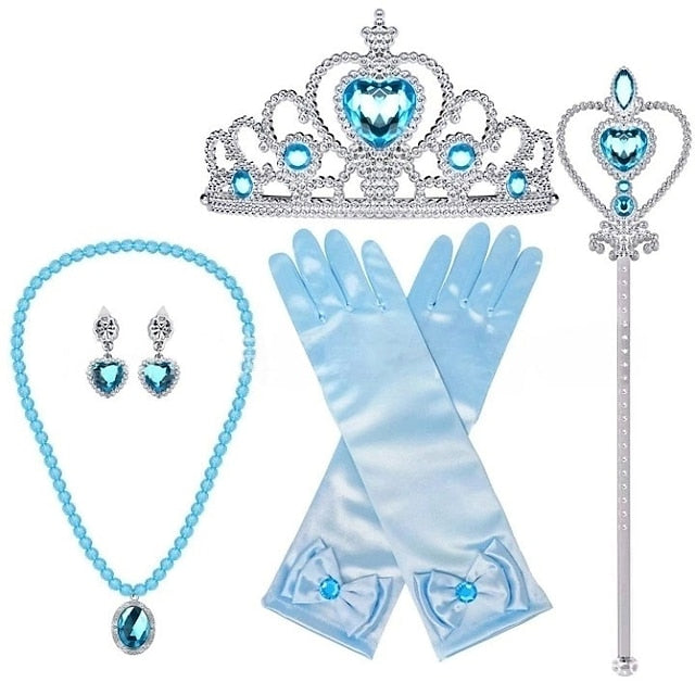 Dress Tulle Crown Princess Cape Set Cloak Hooded Elsa With FashionChic