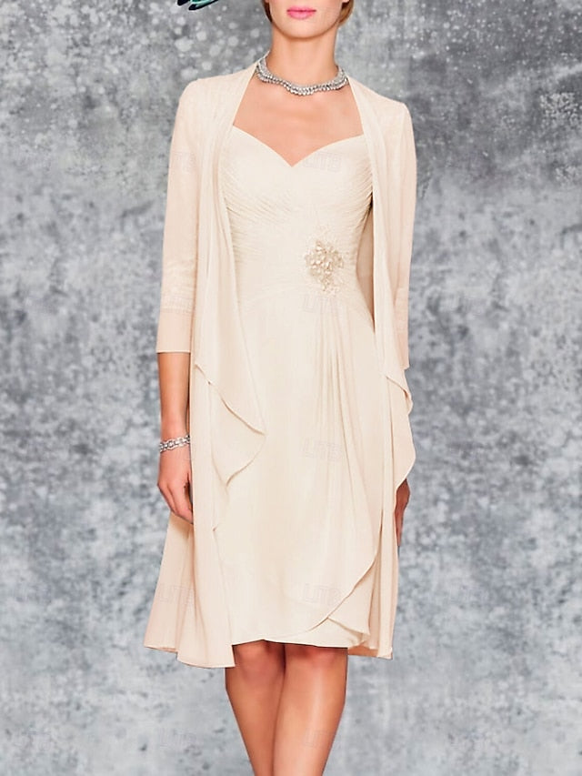 the of Wedding Two Dress Piece Bride Beach Mother Sheath FashionChic