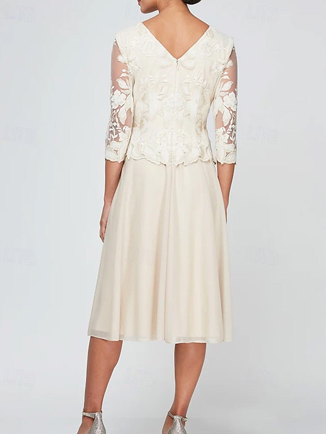 Mother Simple Elegant Dress of Bride A-Line Crew Minimalist the FashionChic