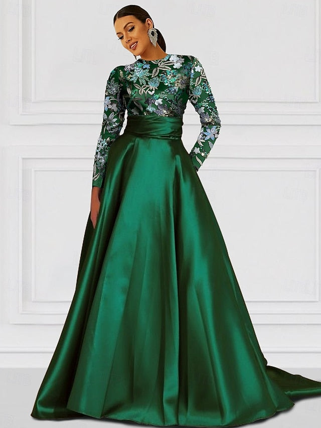 Wedding Formal A-Line Dress Elegant Floor Gown Length Evening FashionChic