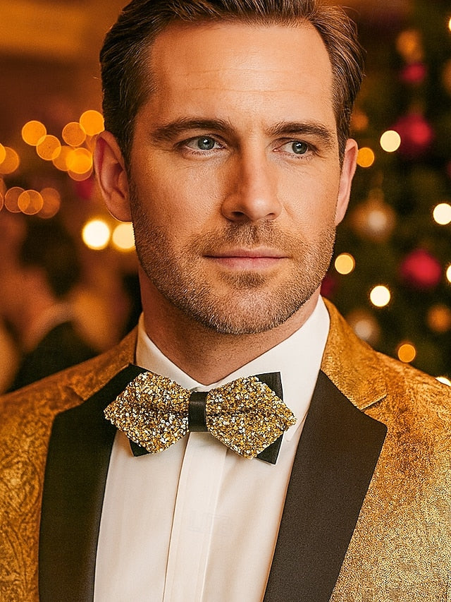 Tie Christmas Polyester – Bow Sequins Men's Sparkling FashionChic