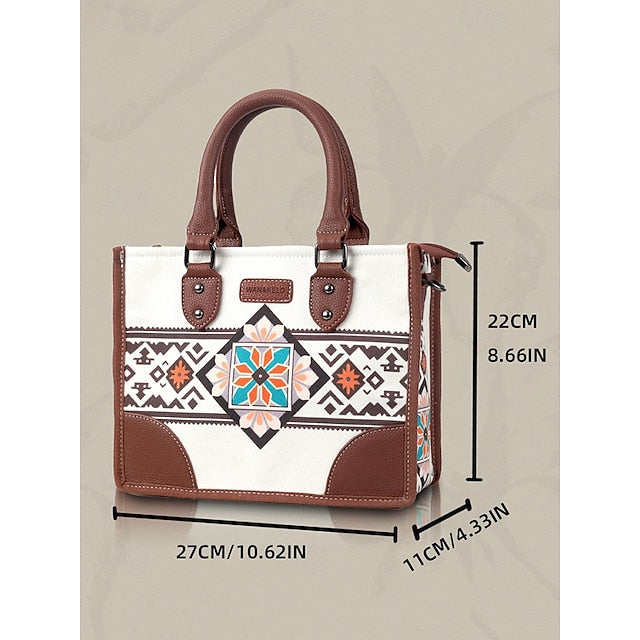 and Set Women's Ethnic Leather Faux Handbag Canvas with FashionChic