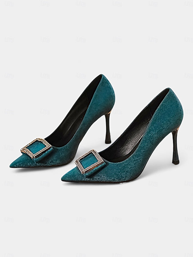Heels Women's Pointed Elegant Champagne Buckle Toe – FashionChic