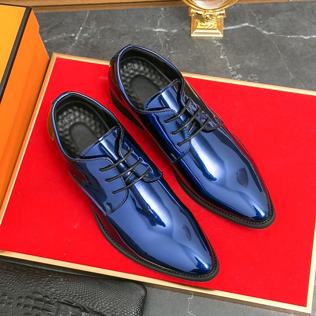for Formal Green Glossy Men Lace-Up Shoes Patent Leather – FashionChic
